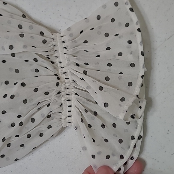 Talbots Cream & Black Polka-dot Blouse with sheer sleeves size 2X - Picture 9 of 9